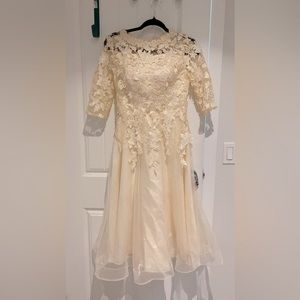 Tulle Dress Flower Embroidery- Size S